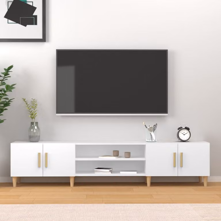 Mobile TV moderno vidaXL in legno, Bianco e Beige, L 180 x P 31,5 x H 40 cm
