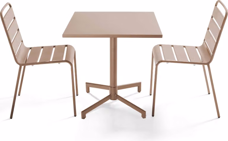 Set tavolo e 2 sedie da giardino in metallo da 70 cm talpa - Oviala Palavas