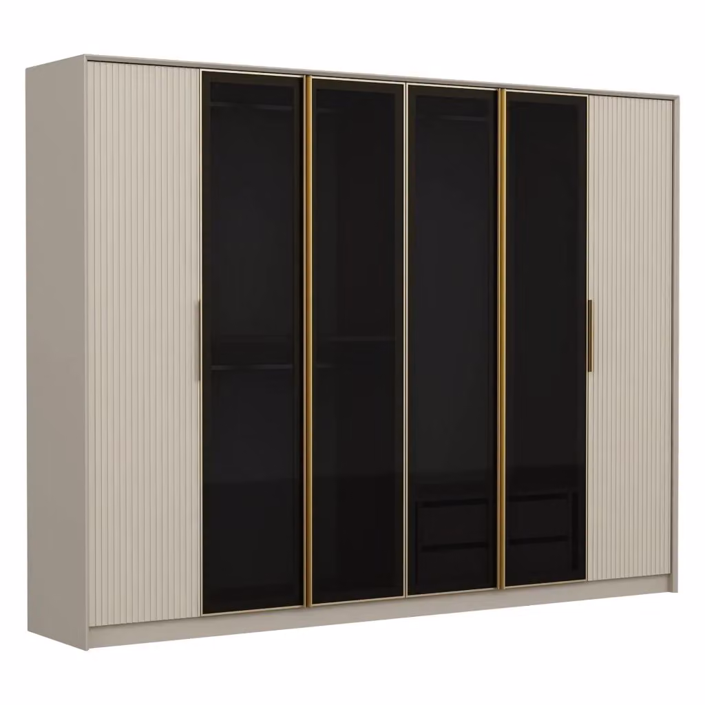 Armadio da camera da letto moderno DMORA con ante a battente, bianco e nero, L: 274 cm, H: 210 cm – 2