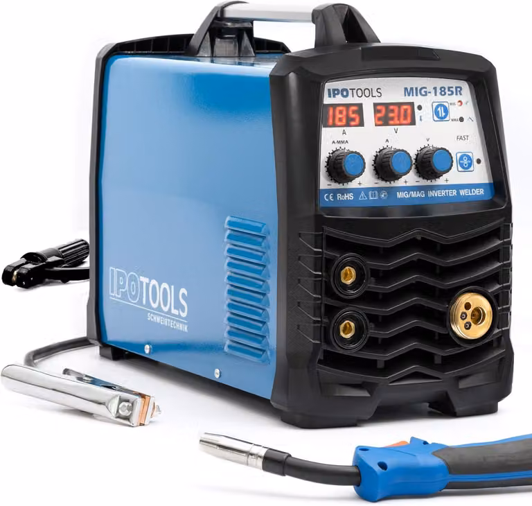 Saldatrice MIG da 160 ampere, con tecnologia IGBT, dotata di display digitale per il filo di saldatura e gli elettrodi