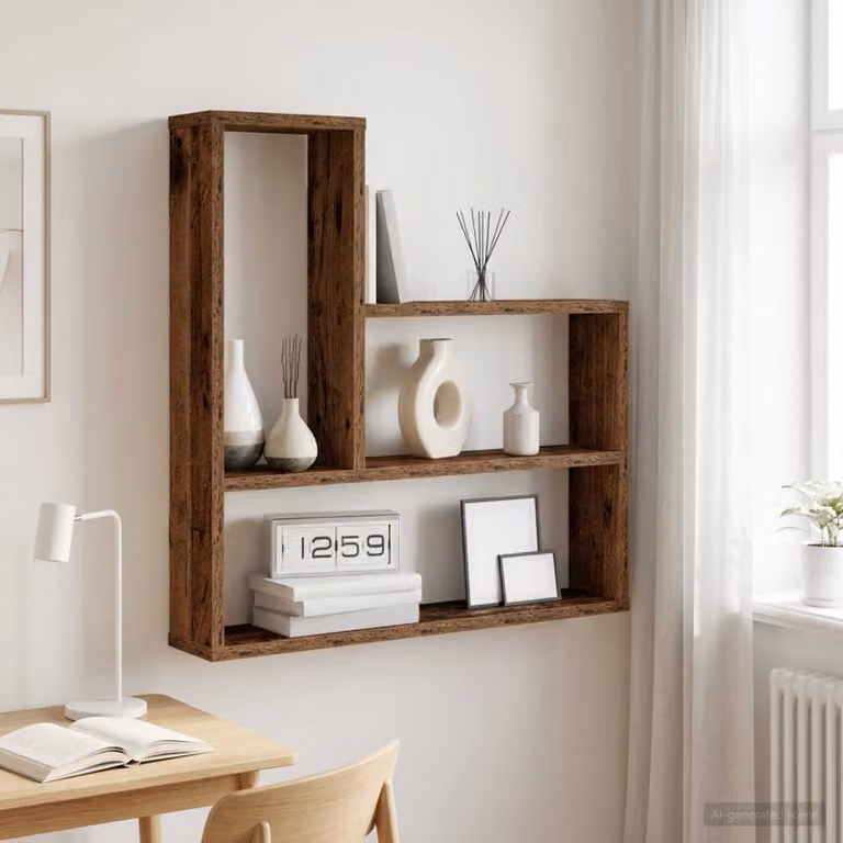 Scaffale da parete vidaXL in legno marrone con design minimalista L: 60 cm, P: 11 cm, H: 60 cm