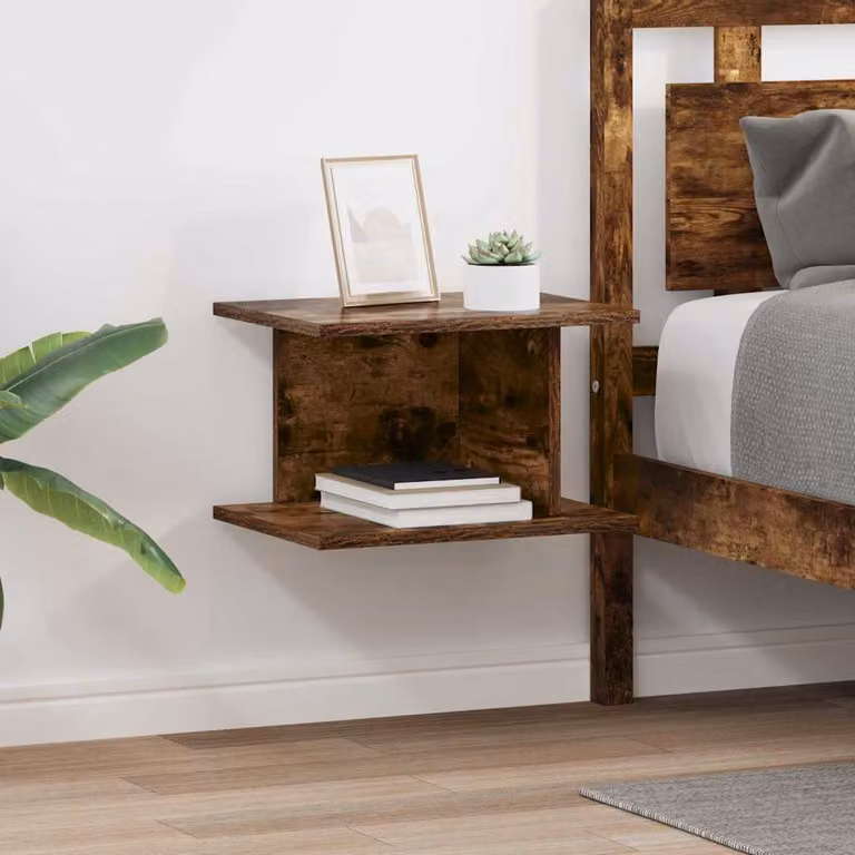 Set di 2 comodini vidaXL in legno ingegnerizzato Rovere Fumo, L 40 cm x P 30 cm x H 25 cm