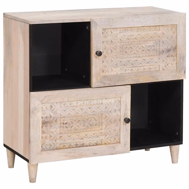 Credenza moderna vidaXL in legno di mango bianco opaco L 80 x P 33 x H 75 cm