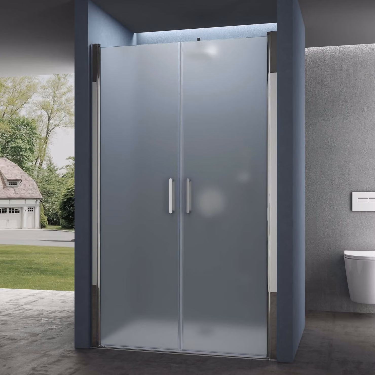doporro Porta Box Doccia per Nicchia 115x195cm Cabina Doccia con 2 Ante Apertura Battente Porta Doccia in Vetro Temperato Satinato Teramo24VS