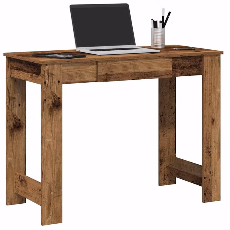 Scrivania vidaXL in stile rustico marrone in legno e MDF, L 100 x P 45 x H 75 cm