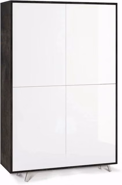 Armadio mobile 4 ante con apertura push-pull 107x41x169h cm in kit colore Ossido nero e Bianco