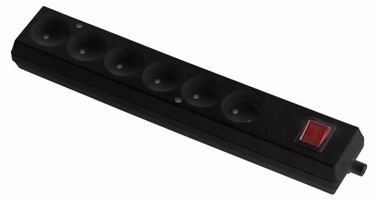 Ciabatta multipresa JONEX GN-660 WS-C, nera, con 6 prese e interruttore