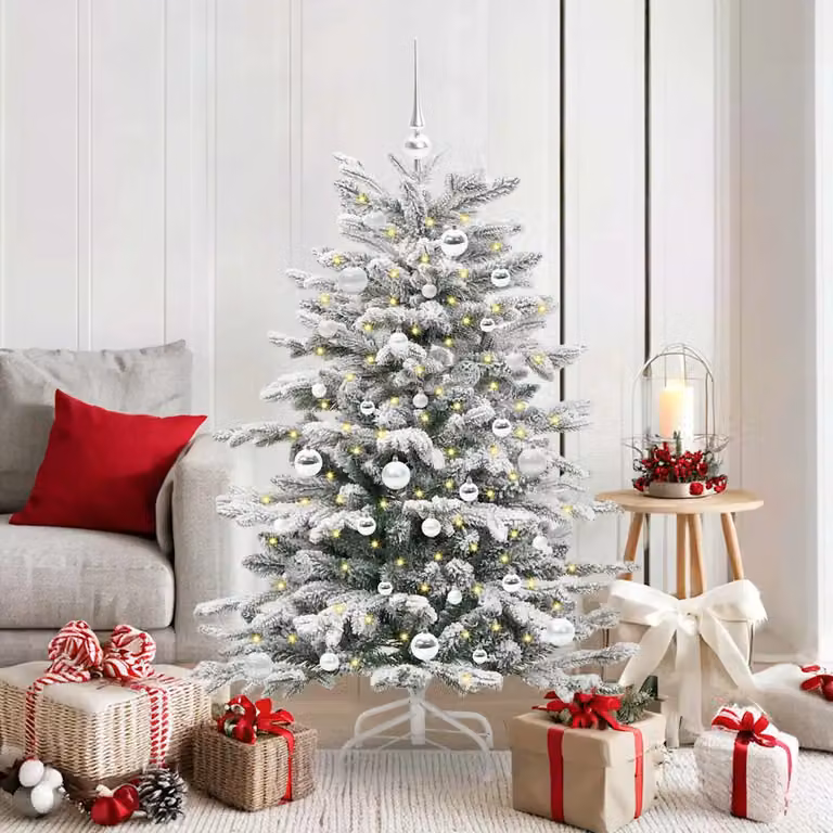 Albero di Natale Artificiale Moderno vidaXL Bianco con Luci LED Warm White, Altezza: 150 cm