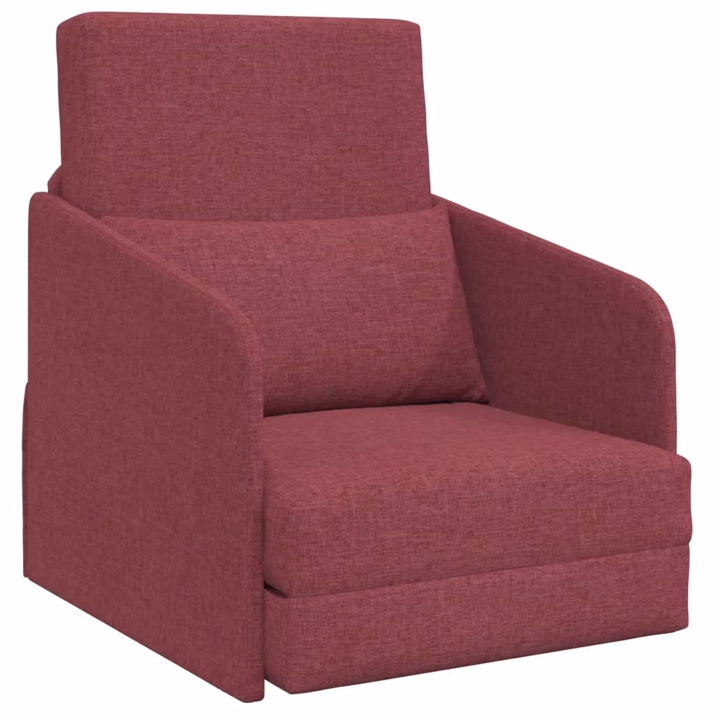 Divano letto pieghevole vidaXL in tessuto rosso con braccioli e struttura in metallo, L: 80 cm, P: 65 cm, H: 83 cm – 2