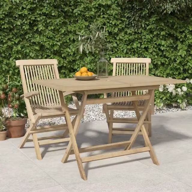 Tavolo da giardino pieghevole vidaXL in legno di teak massello grigio L: 120 cm, P: 70 cm, H: 75 cm – 1