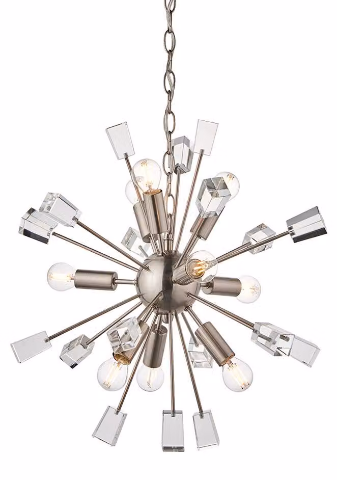 Lampada a sospensione MIRO, nichel satinato, 9xE14x15W, metallo, dimensioni: 120x50x50 cm, IP20, Endon