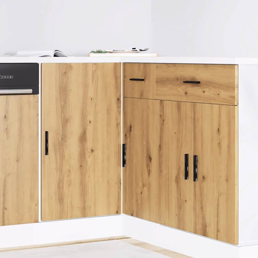 Base lavello mobile Lyon vidaXL in legno color rovere marrone con ante a cerniera per cucina L: 81,5 cm, P: 46,0 cm, H: 86,0 cm