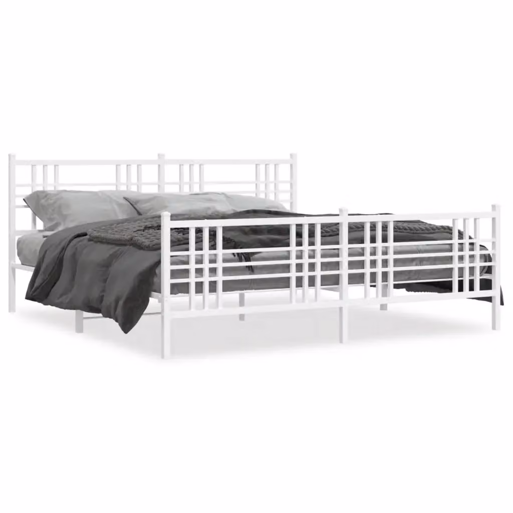 Giroletto vidaXL con testiera e pediera in metallo bianco L/P: 193 x 207 cm – 2