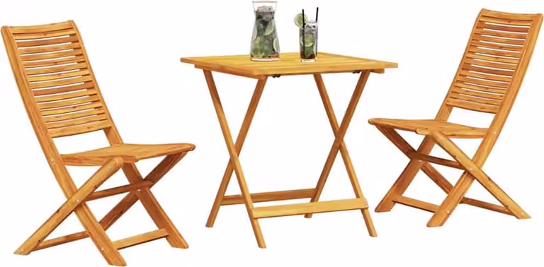 Set Bistro Pieghevole 3 pcs Marrone Legno di Acacia Massello