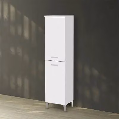 Colonna bagno a terra Martha bianca con due ante e ripiani interni H: 154 cm, L: 35 cm, P: 34 cm