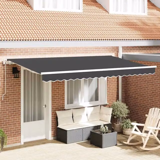 Tenda retrattile-Tenda parasole per balcone Antracite 350 x 200 cm Tessuto 360242