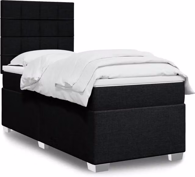 Letto Ibrido Moderno vidaXL con Materasso a Molle e Illuminazione Sottostante, Bianco e Nero, L/P/H: 90 x 190 x 150,5 cm