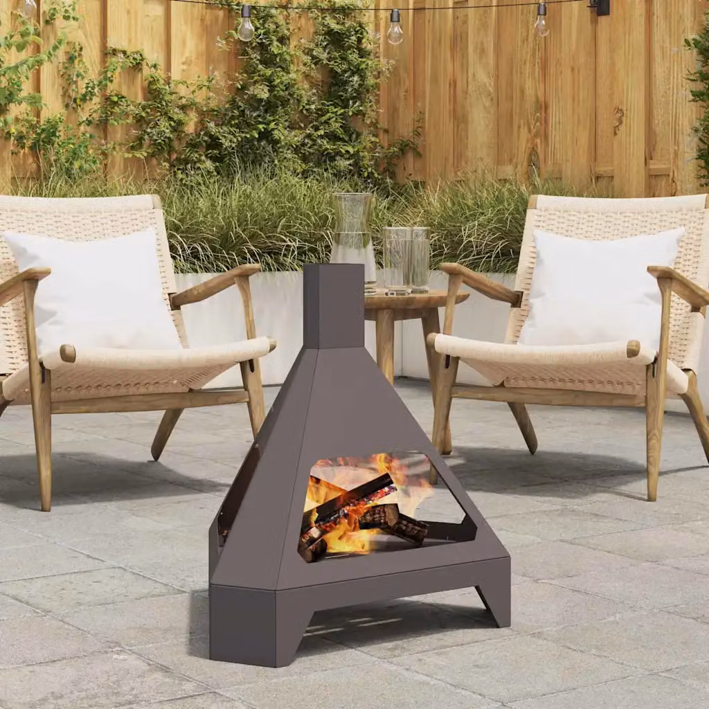Braciere vidaXL in acciaio nero L: 50 cm, P: 43 cm, H: 52 cm