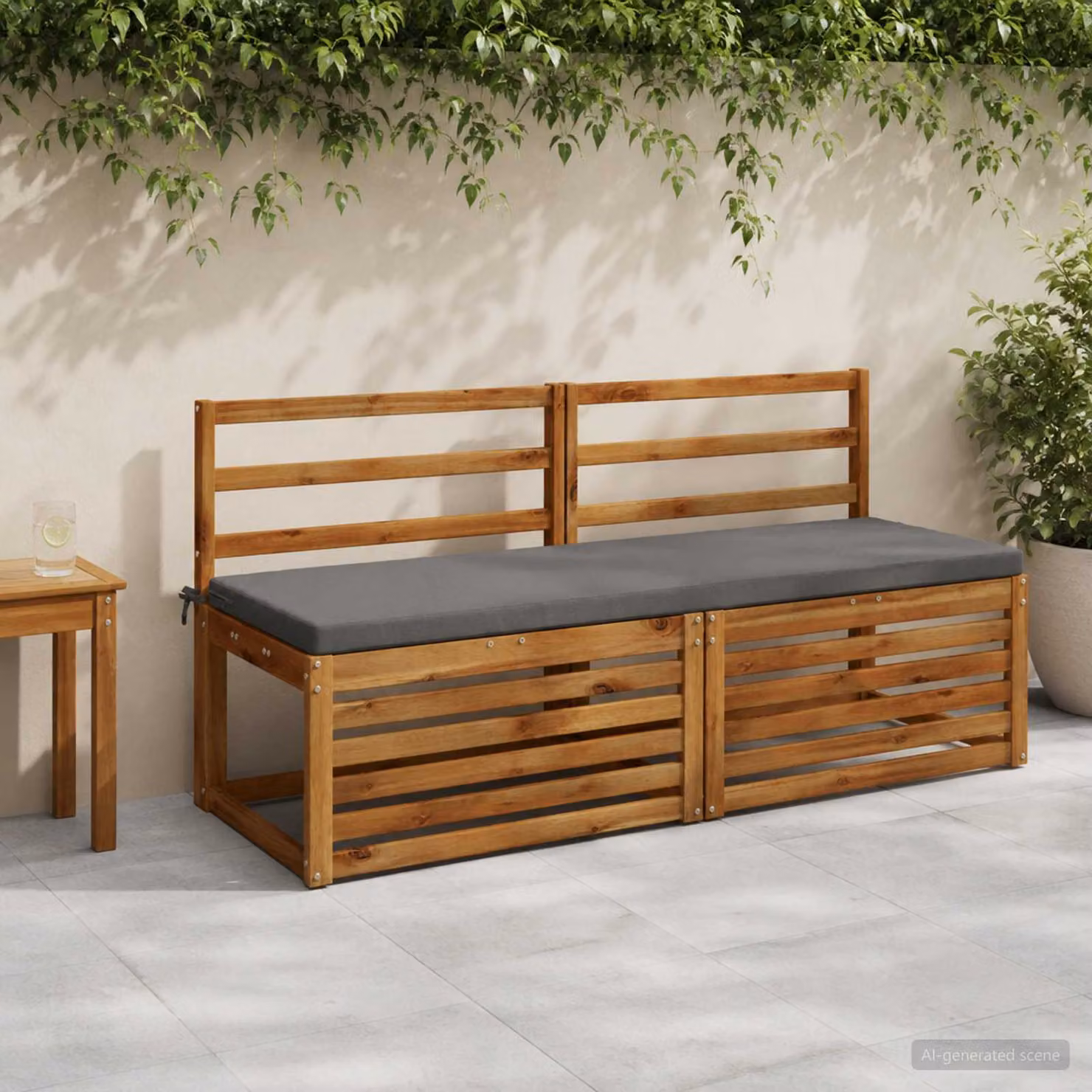 Set di 2 cuscini per panchina vidaXL SOEST in poliestere grigio con rivestimento rimovibile e resistente ai raggi UV