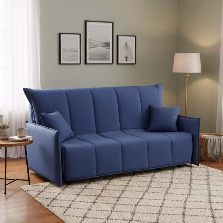 Talamo Italia Divano Letto 2 Posti Alaric 90x150 cm blu, Sfoderabile di Apertura a Carrello  Italy