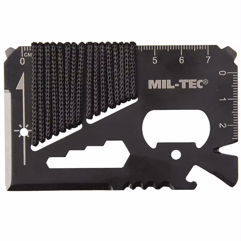 Strumento di sopravvivenza MIL-TEC® Paracord nero con fodero