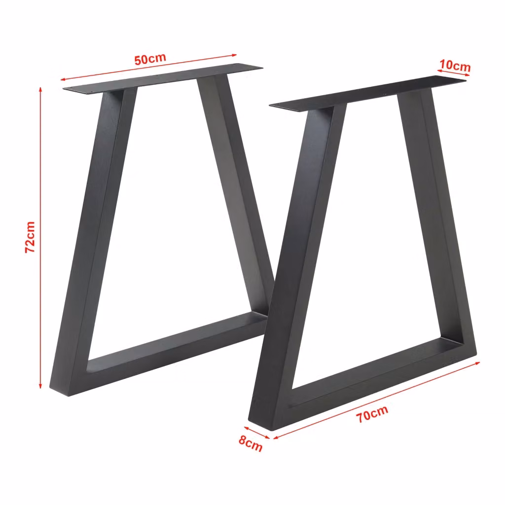 Set di 2 gambe trapezoidali Greiling en.casa in acciaio nero opaco, Altezza: 72 cm – 2