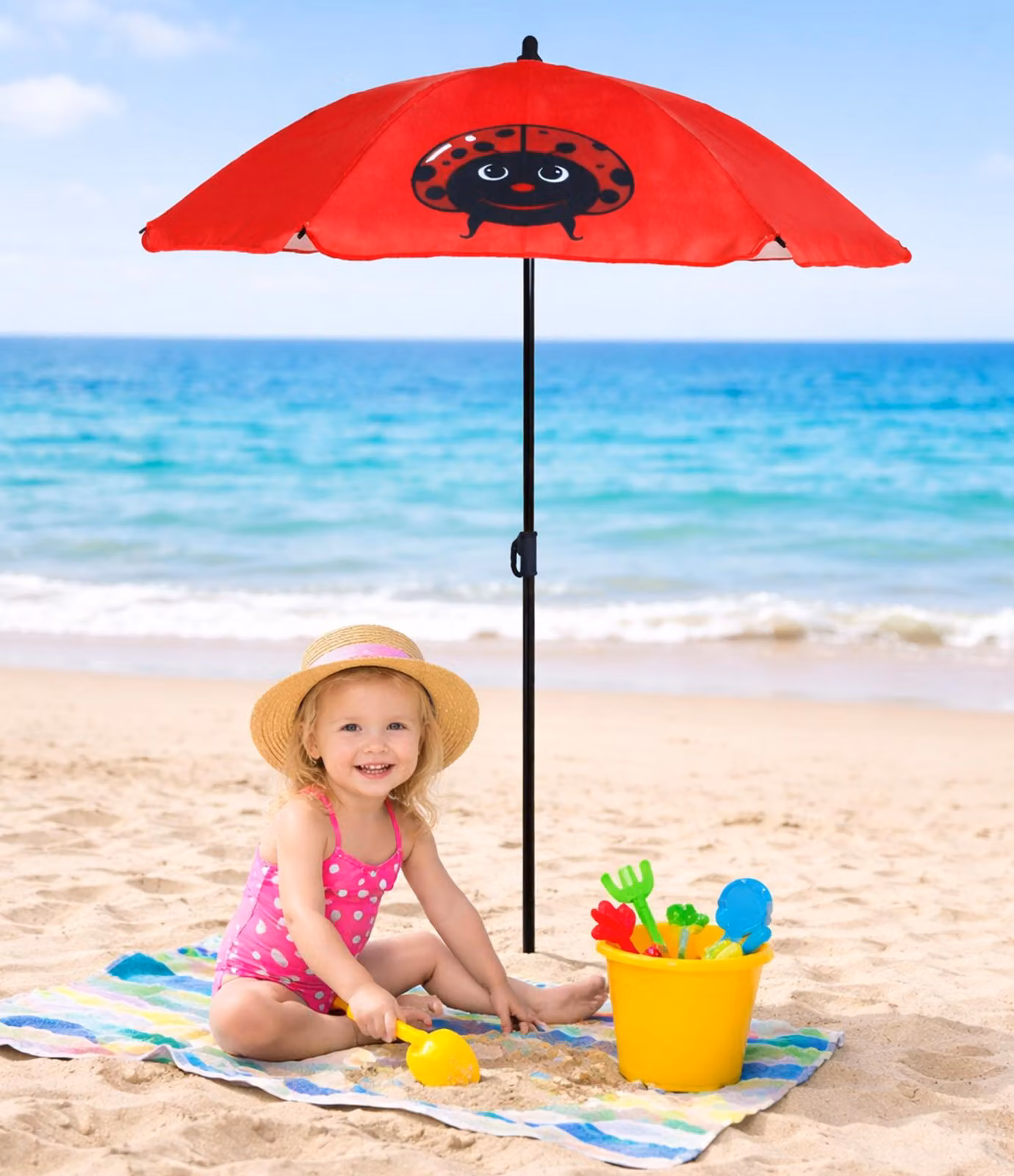 Ombrellone da giardino per bambini, protezione solare, Ø 110 x H 130 cm