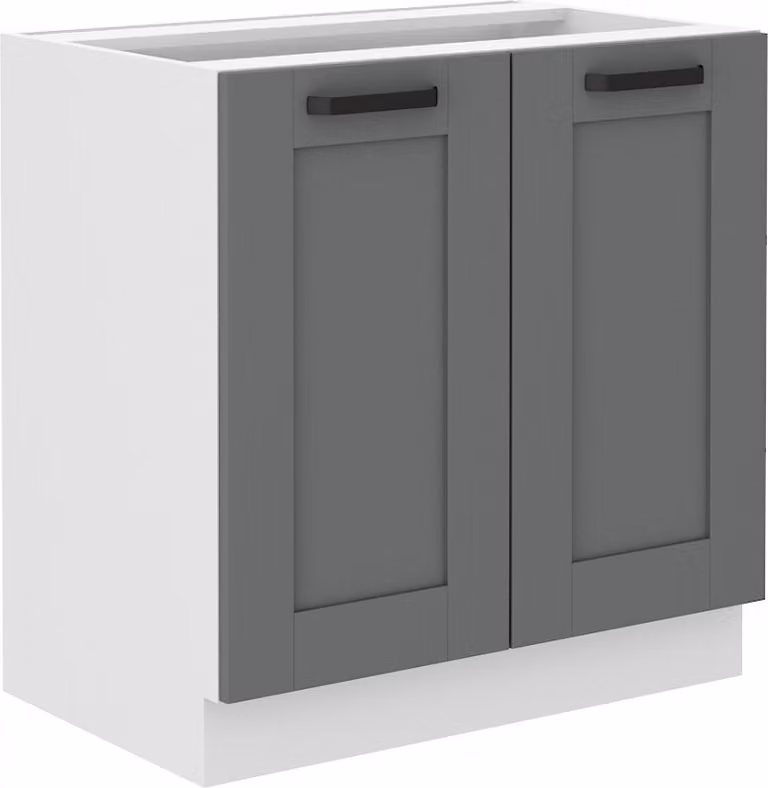 Armadietto inferiore a doppia anta LAILI - larghezza 80 cm, grigio / bianco