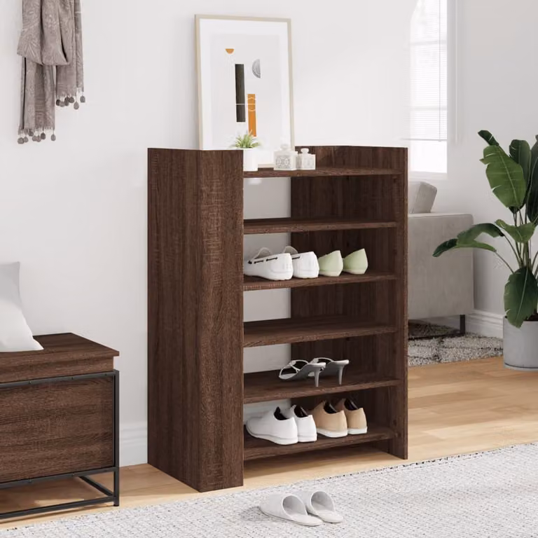 Scarpiera moderna vidaXL in legno rovere marrone con ripiani interni L: 74,5 cm, P: 37,5 cm, H: 100 cm