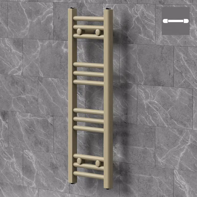 Asciugamani radiante LuxeBath Sahara, 300x800 mm, beige, con attacco laterale, asciugamani radiante a pannello, porta asciugamani radiante da parete per bagno