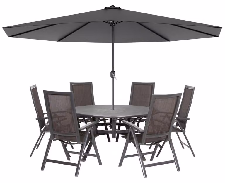 Ombrellone da giardino fisso - Alluminio - Grigio scuro - 300 o 350 cm - Protezione UV 40+