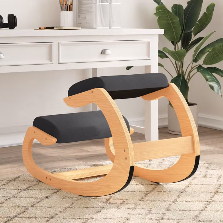 Sedia Inginocchiatoio vidaXL in compensato di betulla e quercia, colore nero, L 55 x P 55 x H 84 cm
