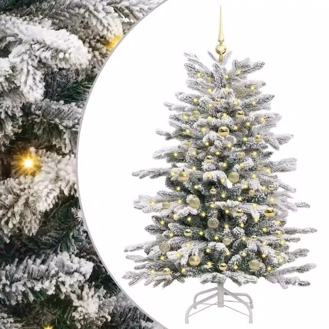 Albero di Natale artificiale moderno vidaXL bianco con luci LED bianco caldo, Altezza: 150 cm