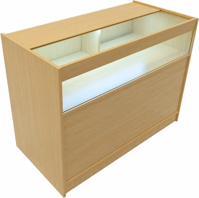 Bancone LED B1200 Acero con 1 Ripiano a Vista e 2 Chiusi
