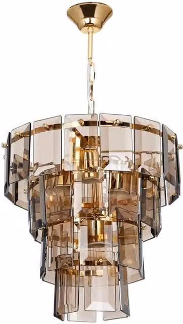 Lampada da soffitto a 4 luci Falez MDL3829 vetro fumè e oro EFFEZ