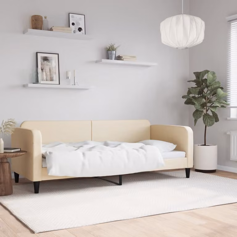 Maison Exclusive - Letto a giorno color crema, 80x200 cm, rivestito in tessuto