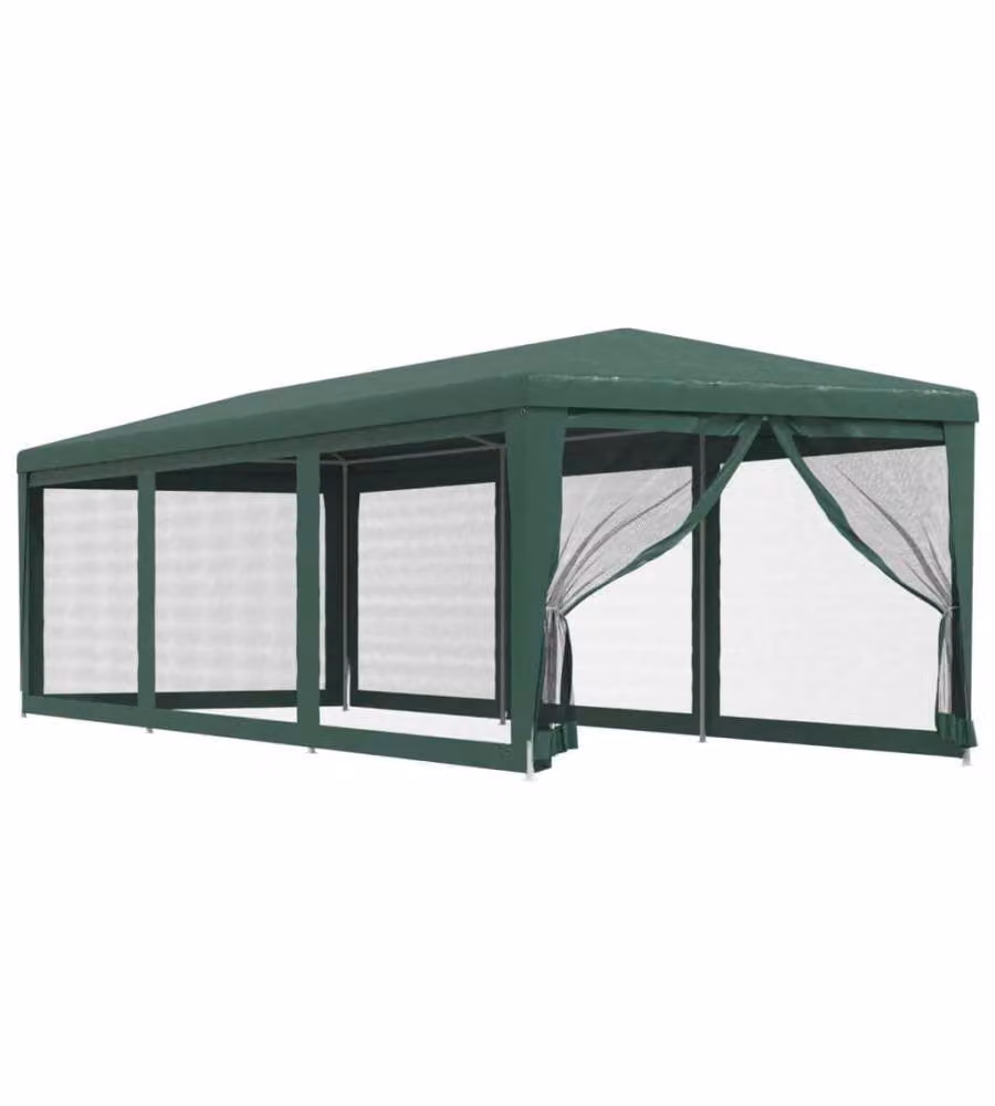 vidaXL Tenda per Feste con 8 Pareti Laterali in Rete Verde L/P/H: 9 x 3 x 2,58 m – 2