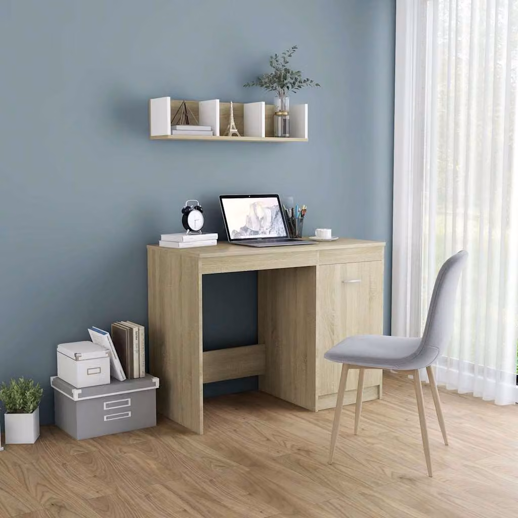 Scrivania moderna vidaXL in legno Rovere Sonoma, L: 100 cm, P: 50 cm, H: 76 cm