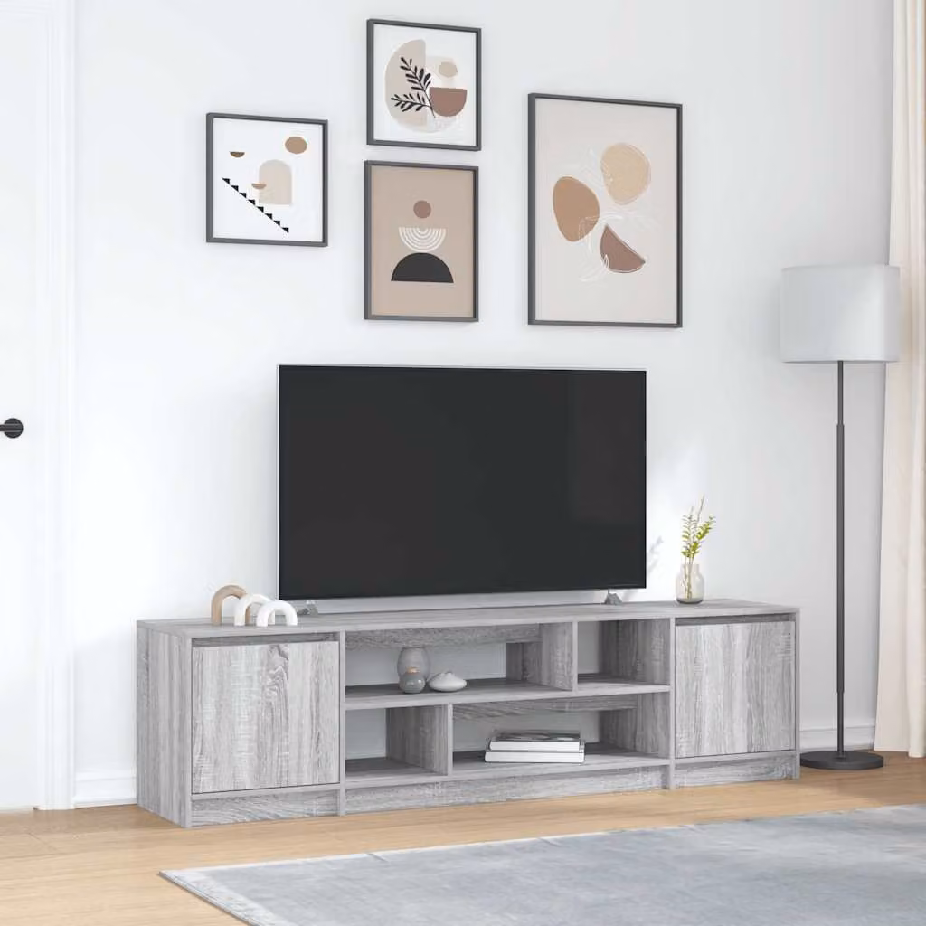vidaXL Mobile Porta TV Moderno in Legno Multistrato Grigio, L 188,5 cm x P 41 cm x H 50 cm
