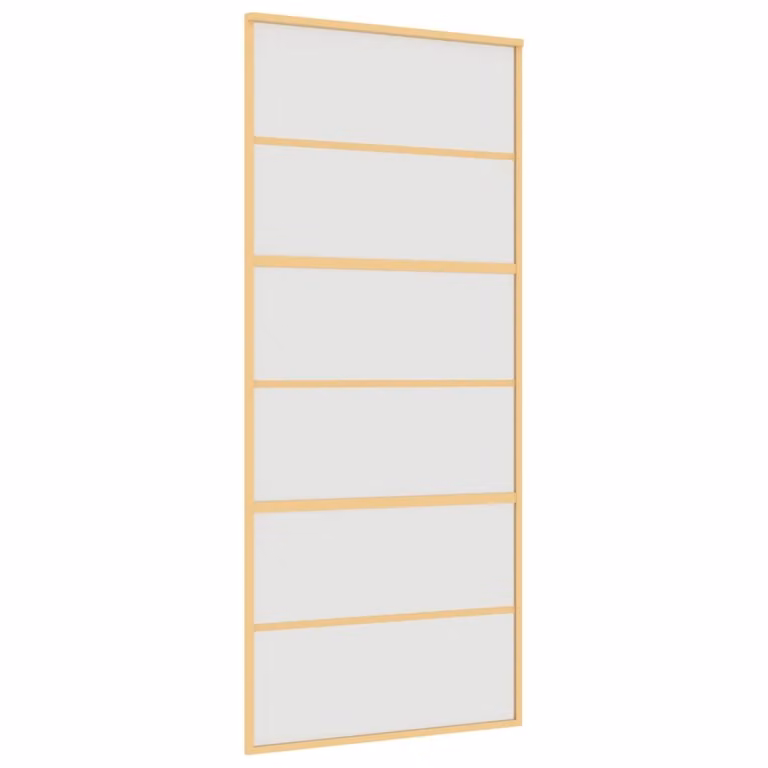 Porta Scorrevole Dorata 90x205 Vetro Smerigliato ESG Alluminio