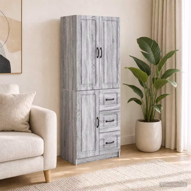 Set di 2 armadi moderni vidaXL in legno ingegnerizzato grigio con ante a battente e ripiani interni