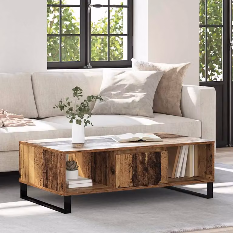 Tavolino da salotto vidaXL in legno vecchio e metallo marrone L 104 x P 60 x H 35 cm