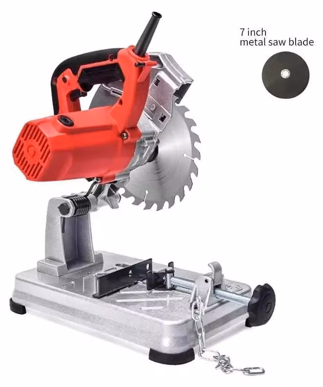 Mini sega circolare da banco - Sega circolare da 18 cm - Inclinazione da 0 a 45° - Adatta per metallo, legno e plastica - 220V AC - Sega da banco compatta