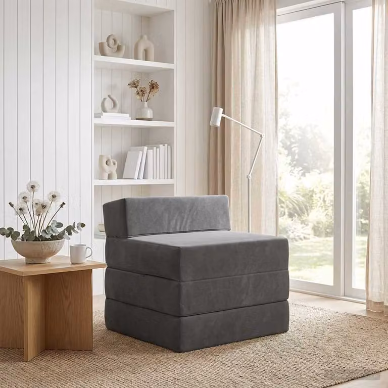vidaXL Divano Letto Pieghevole in Velluto Grigio con Imbottitura in Schiuma L/P/H: 200 x 70 x 15 cm
