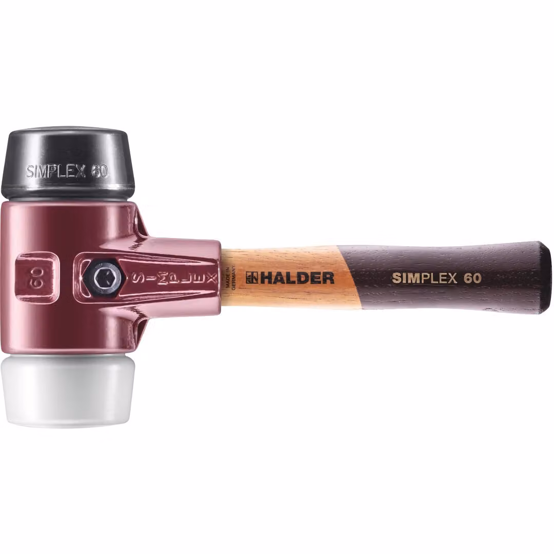 Mazza SIMPLEX soft-face, composizione gomma / superplastica; con alloggiamento in ghisa malleabile e manico in legno extra corto di alta qualità | D=60 mm / design del manico=extra corto | 3027.062