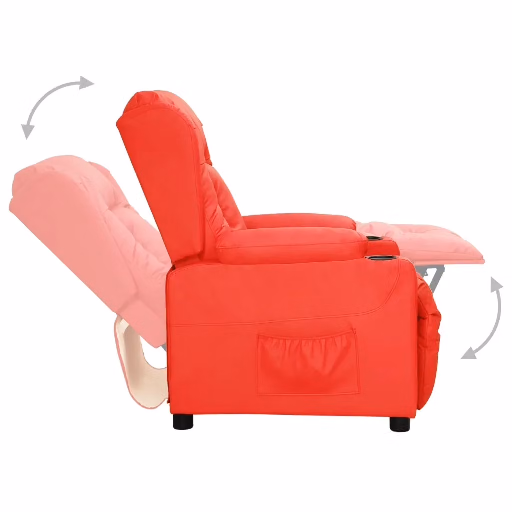 Poltrona Reclinabile Relax vidaXL in Similpelle Rossa con Braccioli – 2