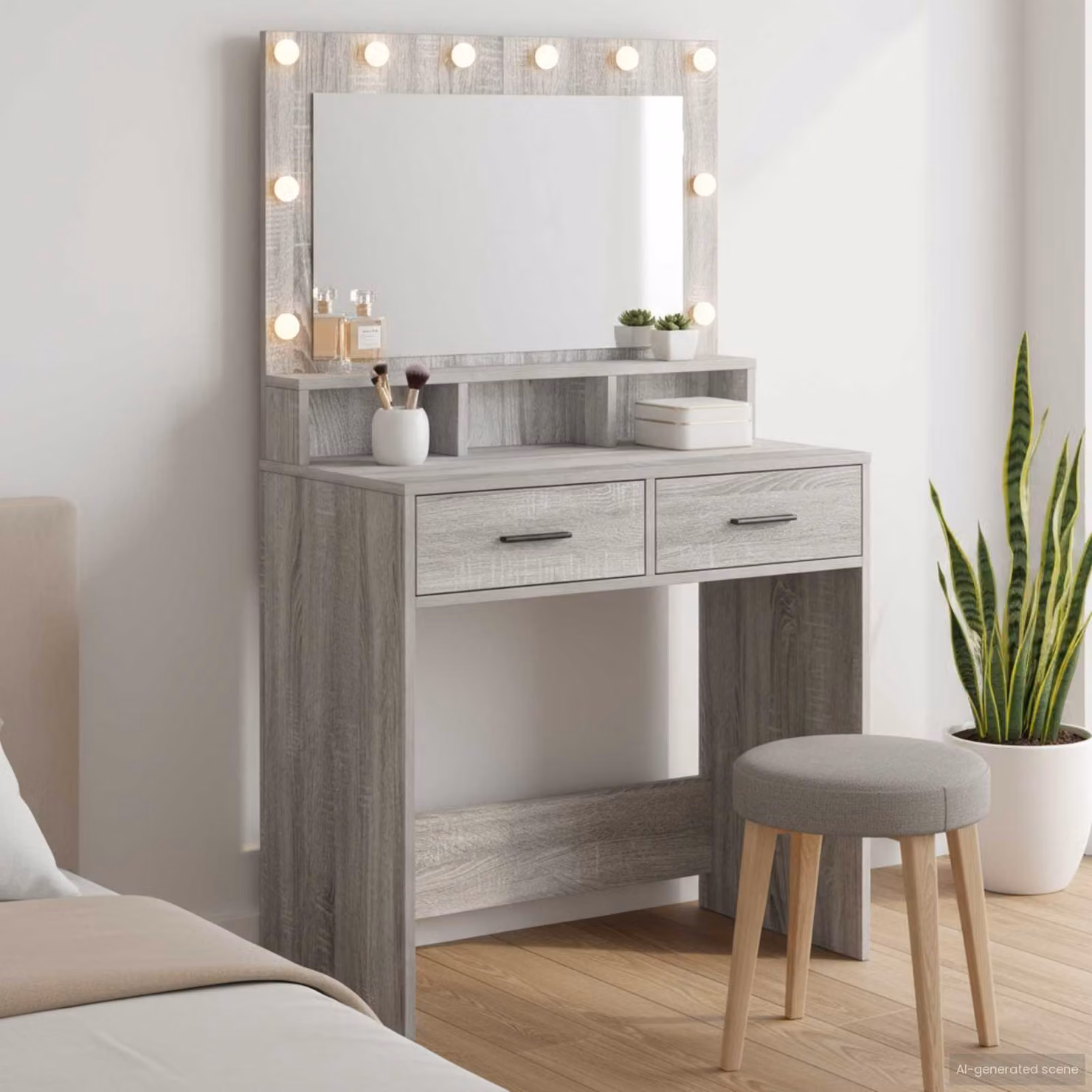 vidaXL Tavolo da Trucco Moderno Grigio L: 79 cm, P: 41 cm, H: 135 cm