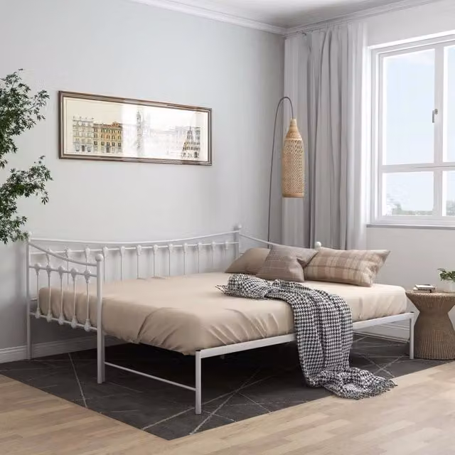 Telaio Divano Letto Estraibile-Struttura Sofa Letto Bianco in Metallo 90x200 cm 124775
