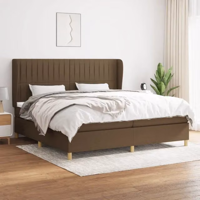Letto Ibrido vidaXL con Giroletto a Molle e Materasso Marrone e Bianco L/P/H: 200 x 200 x 25 cm