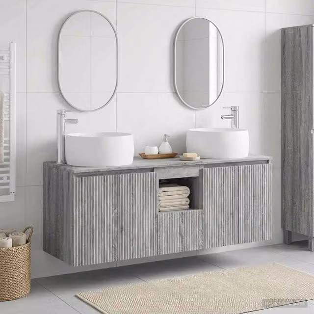 Set di Armadi da Bagno 3 pz Sonoma grigio 49,5 x 44,5 x 66 cm 3405723
